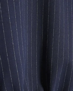 Navy Pinstripe Tie Side Bubble Hem Top