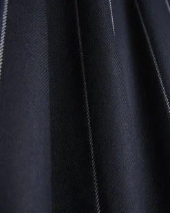 Navy pinstripe wide leg trousers