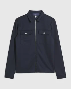 Navy Pique Double Pocket Overshirt