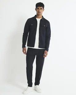 Navy Pique Double Pocket Overshirt