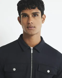 Navy Pique Double Pocket Overshirt
