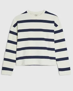 Navy Premium Striped Long Sleeve Top
