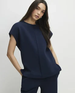 Navy Premium Twill Short Sleeve Top