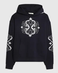 Navy Regular Fit Baroque Embroidered Hoodie