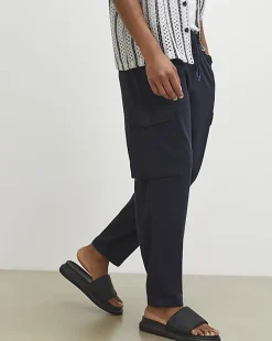 Navy Regular Fit Cargo Trousers