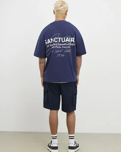 Navy Regular Fit Crosshatch Cargo Shorts