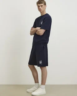 Navy Regular Fit Knitted Shorts