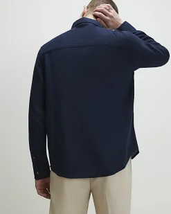 Navy Regular Fit Linen Blend Shirt