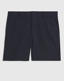 Navy Regular Fit Linen Blend Shorts