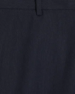 Navy Regular Fit Linen Blend Shorts
