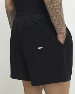 Navy Regular Fit Textured Short Length Shorts