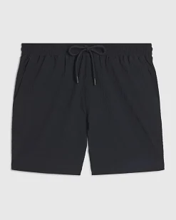Navy Regular Fit Textured Shorts