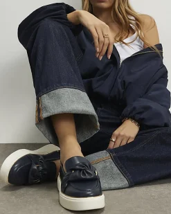Navy Ring Twist Slip On Trainers