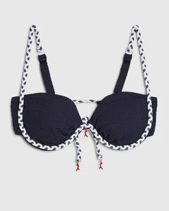 Navy Rope Trim Bikini Top