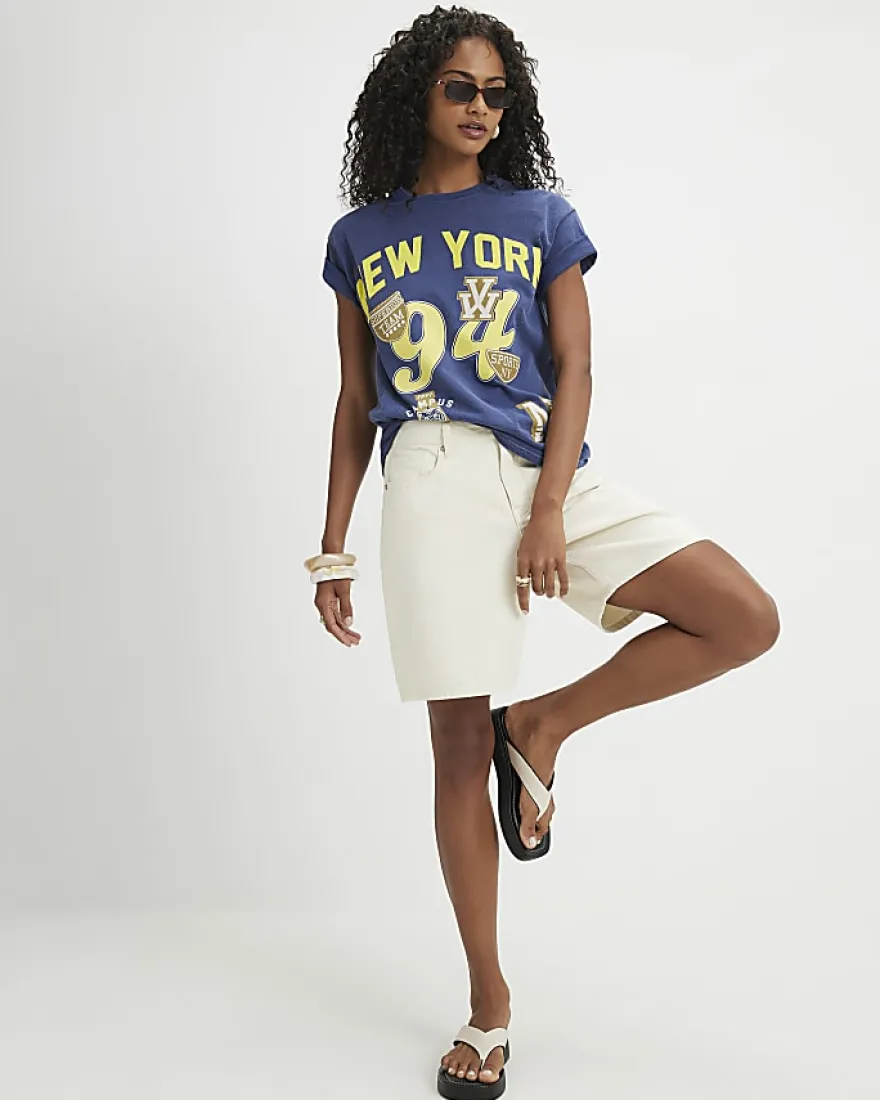 Navy Short Sleeve New York Badge T-Shirt