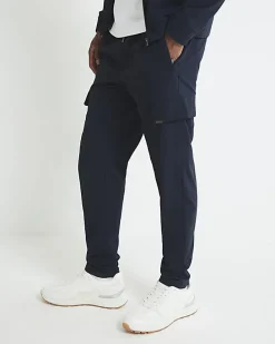 Navy Skinny Fit Stretch Cargo Trousers
