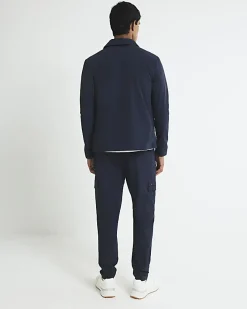 Navy Skinny Fit Stretch Cargo Trousers