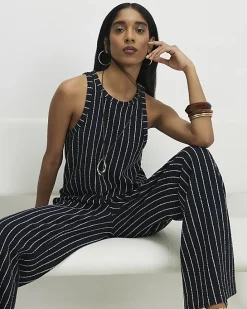 Navy Sleeveless Stripe Top