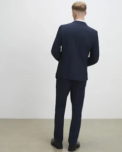 Navy Slim Fit Check Suit Trousers