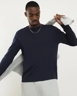 Navy Slim Fit Crew Neck Midweight T-Shirt