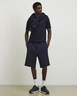Navy Slim Fit Midweight V Neck T-Shirt