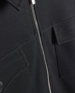 Navy Slim Fit Pique Shacket And Joggers Set
