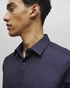 Navy Slim Fit Premium Long Sleeve Shirt