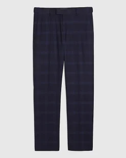 Navy Slim Fit Stretch Check Suit Trousers