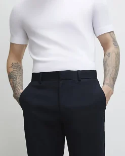 Navy Slim Fit Stretch Chino Trousers