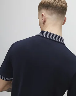 Navy Slim Fit Stripe Polo Shirt