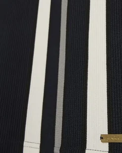 Navy Slim Fit Stripe Texture Polo Shirt