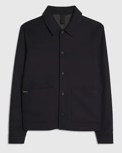 Navy Slim Fit Textured Overshirt