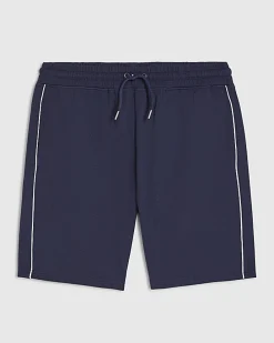 Navy Slim Fit Textured Tipped Shorts