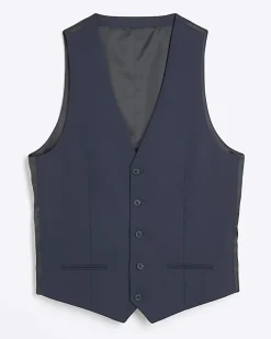 Navy slim fit waistcoat