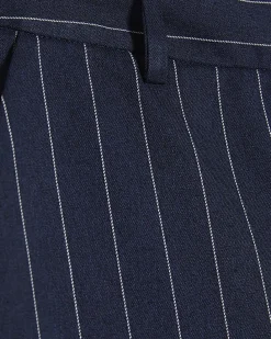 Navy Tailored Pinstripe Wide Leg Trousers