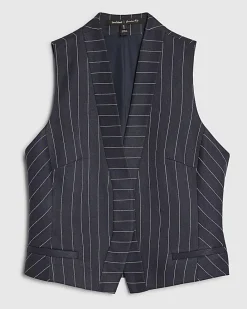Navy Tailored Sleeveless Pinstripe Waistcoat