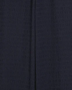 Navy Textured Drawstring Wide Leg Trousers