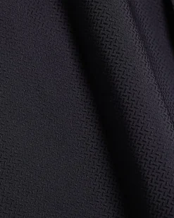 Navy Textured Muscle Fit Long Sleeve Shirt