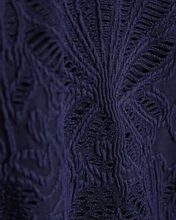 Navy Textured Shell Trim Swimsuit