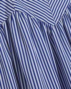 Navy V Neck Stripe Midi Dress