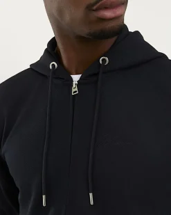Navy Zip Through Pique Hoodie