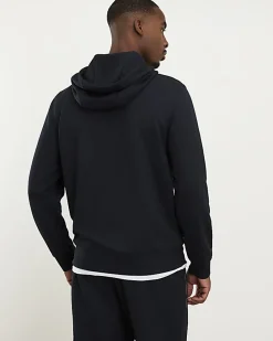 Navy Zip Through Pique Hoodie