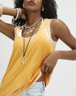 Orange Burnout Tank Top