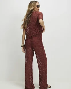 Orange Crochet Lace Trousers