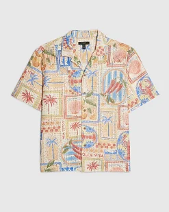 Orange Crochet Lobster Print Shirt