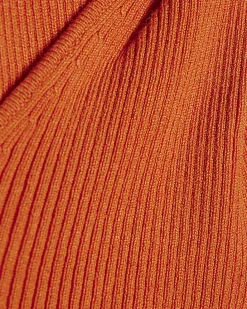 Orange Knitted Halter Neck Brooch Top