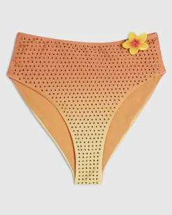Orange Ombre Floral Embellished Bikini Bottom