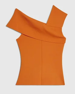 Orange One Shoulder Bardot Knit Top
