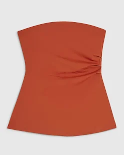 Orange Polyamide Bandeau Top
