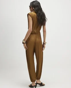 Orange Satin Balloon Leg Jumpsuit